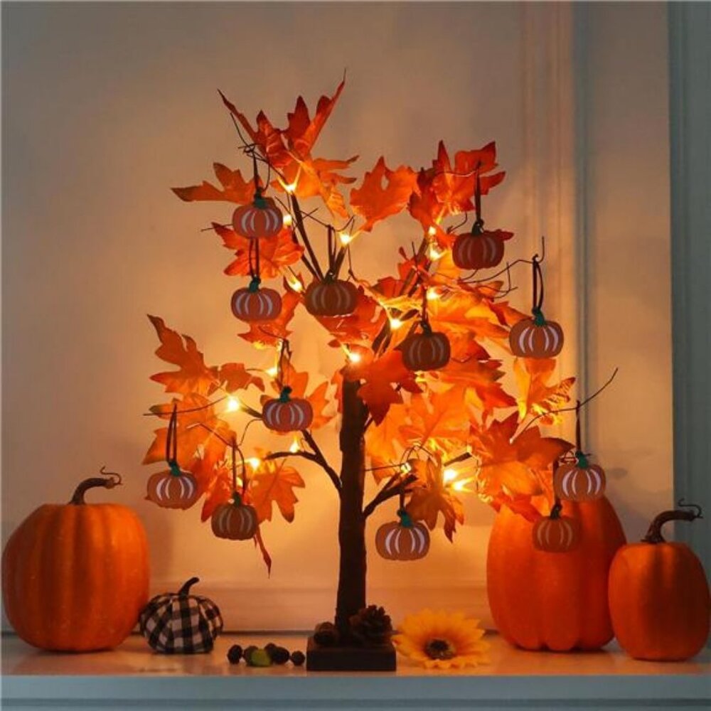 Fall Decorations for Home, 24”2FT Lighted Maple Leaves Tree Fall